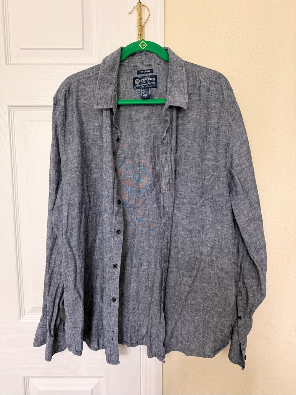 American Rag Men's Heather Gray Linen-Blend Button-Down Shirt